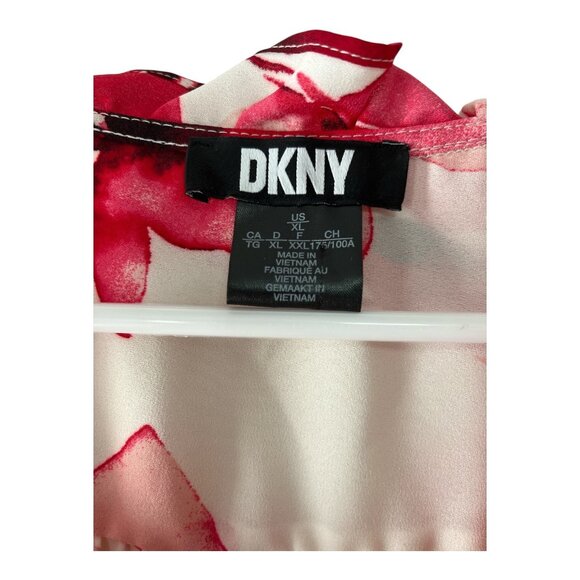 DKNY Red Floral Ruffle Sleeveless Blouse – Size XL - Picture 2 of 6